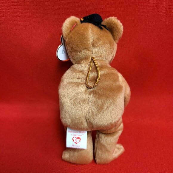 Hocus The Bear Holding Pumpkin Spider on Head 2005 The Halloweenie Beanies Colle - Picture 4 of 12